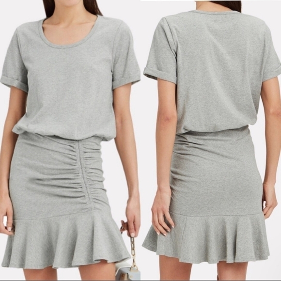 Veronica Beard Pima Ruched Light Grey Mini Dress New Size XS - Picture 5 of 15